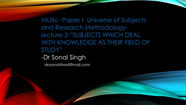 mlisc paper i universe of subjects and research