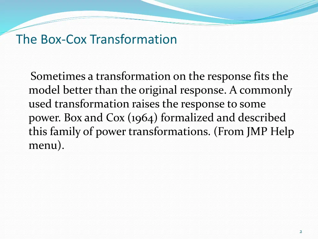 the box cox transformation