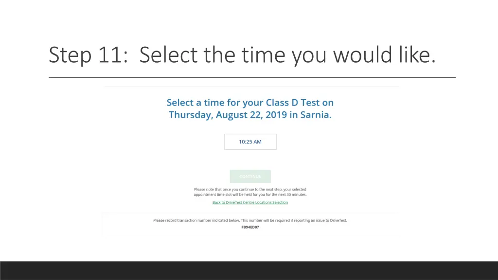 step 11 select the time you would like