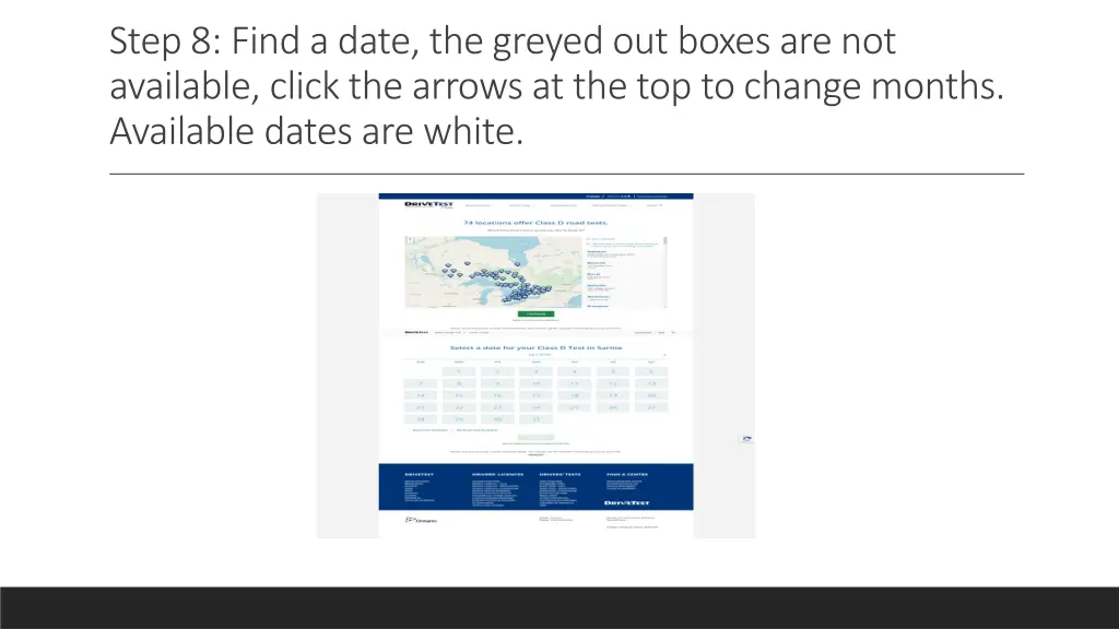 step 8 find a date the greyed out boxes