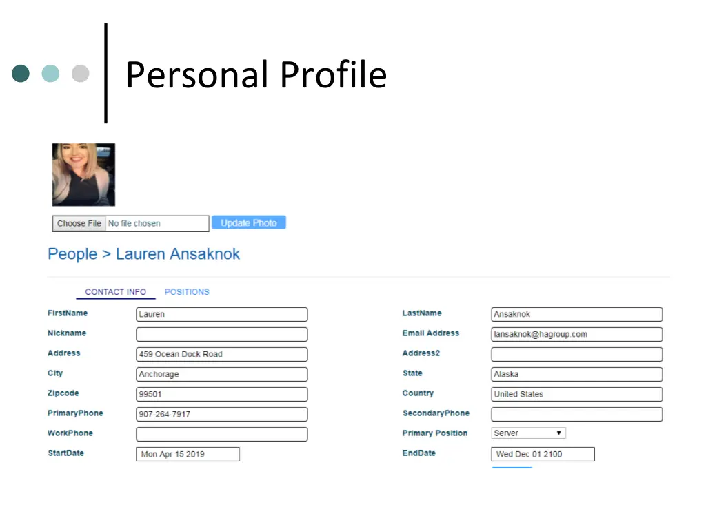 personal profile