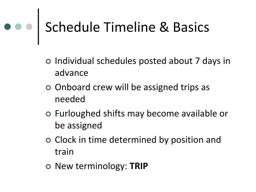 schedule timeline basics