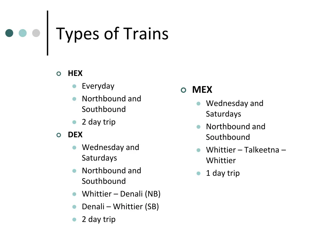 types of trains