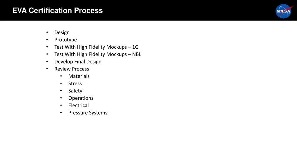 eva certification process