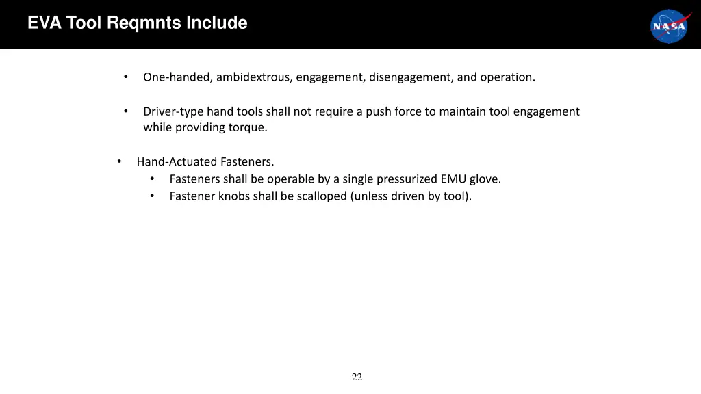 eva tool reqmnts include 4