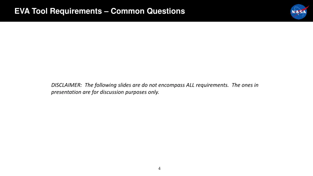 eva tool requirements common questions