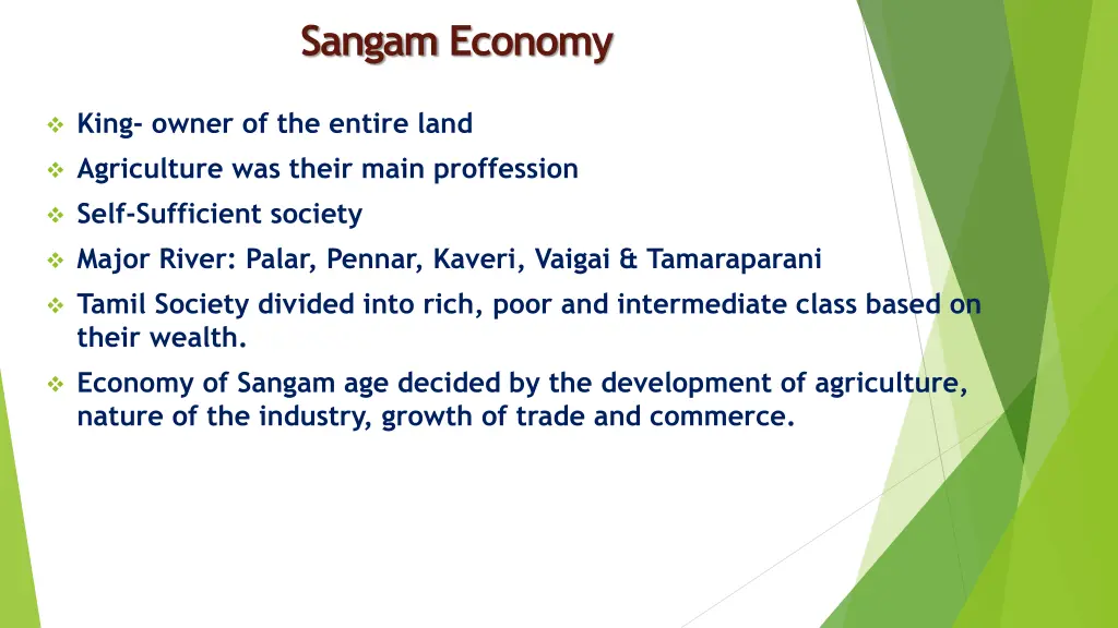 sangam economy