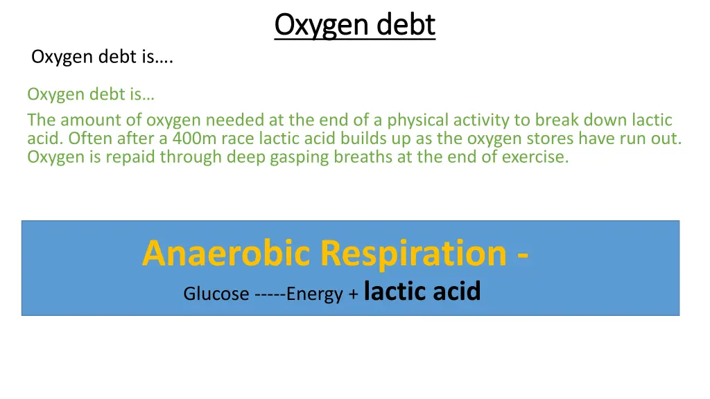 oxygen debt oxygen debt