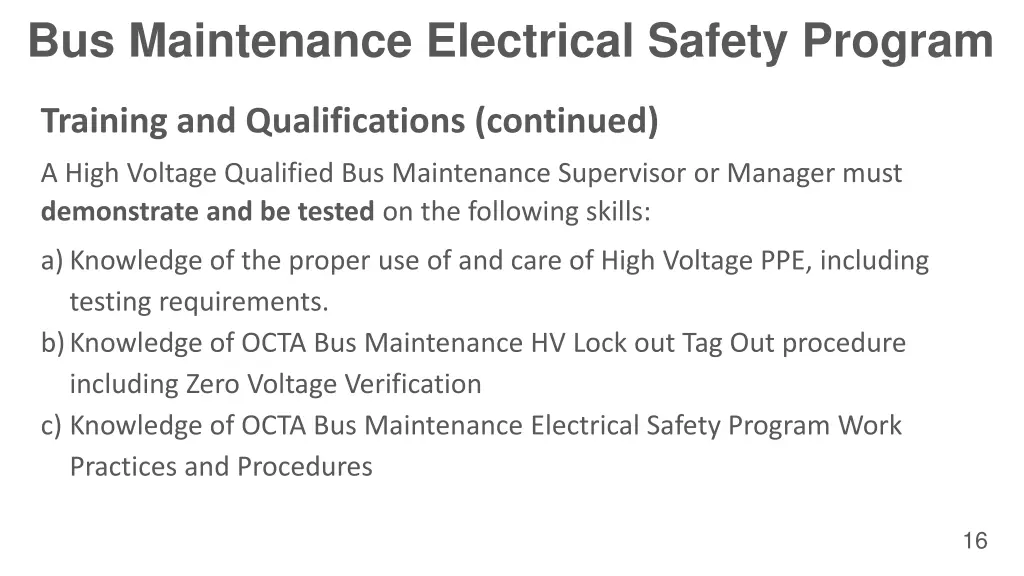 bus maintenance electrical safety program 11