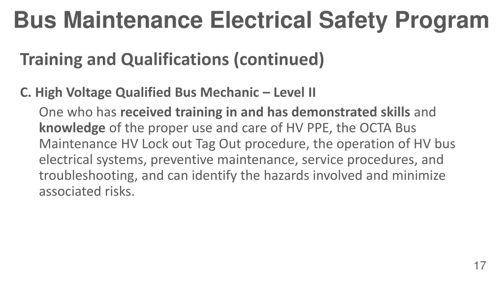 bus maintenance electrical safety program 12