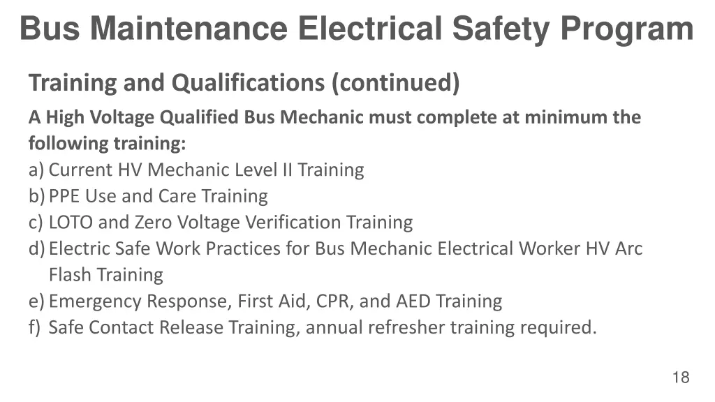 bus maintenance electrical safety program 13