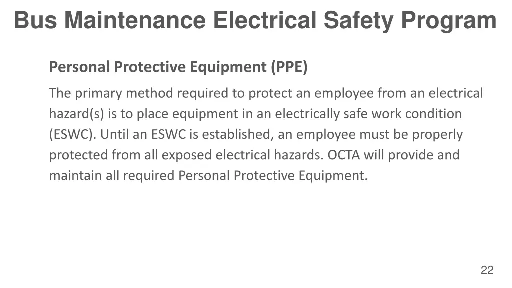 bus maintenance electrical safety program 17