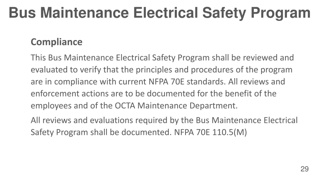 bus maintenance electrical safety program 24