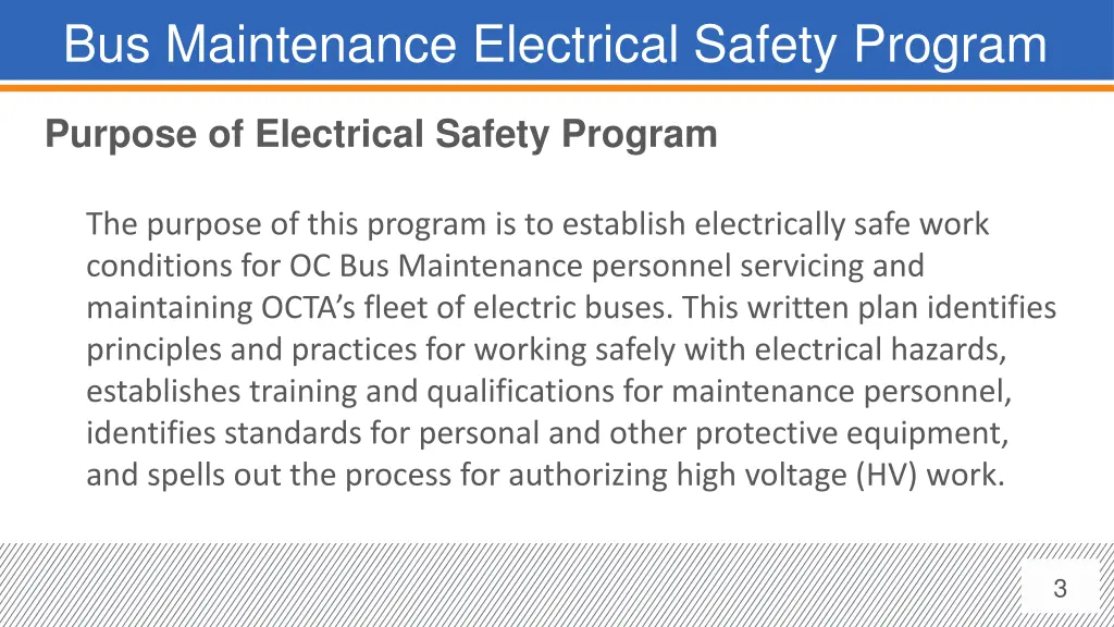 bus maintenance electrical safety program