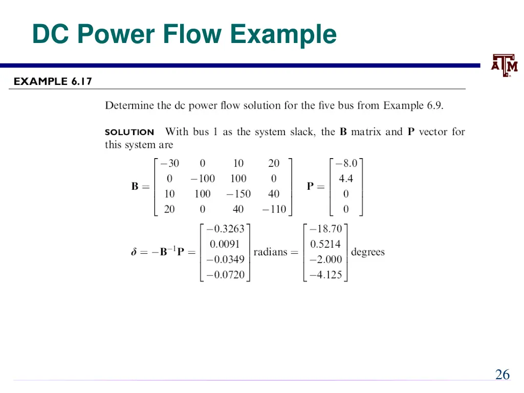 dc power flow example