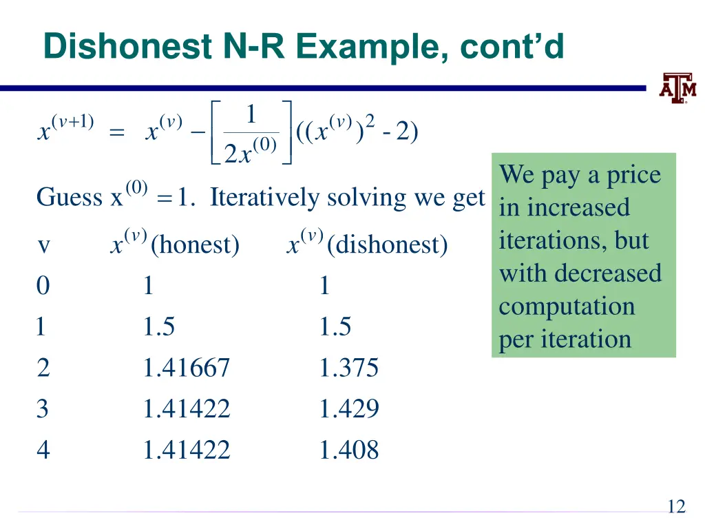 dishonest n r example cont d