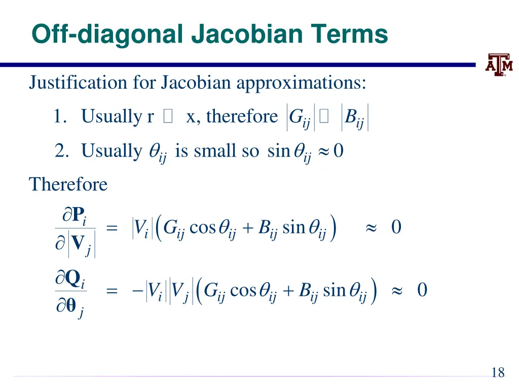 off diagonal jacobian terms