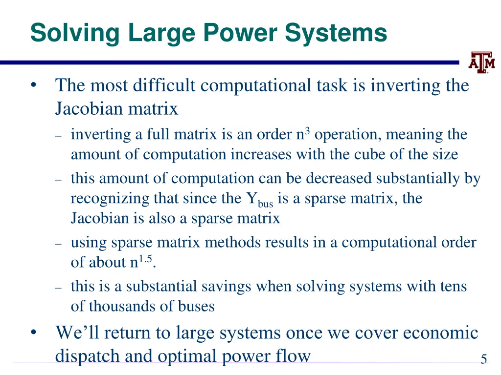 solving large power systems