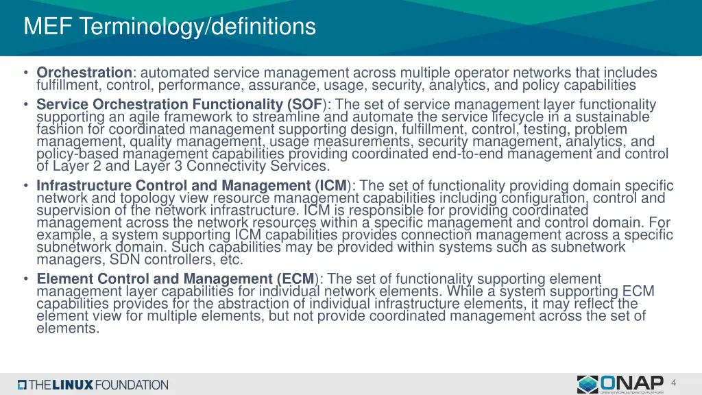 mef terminology definitions