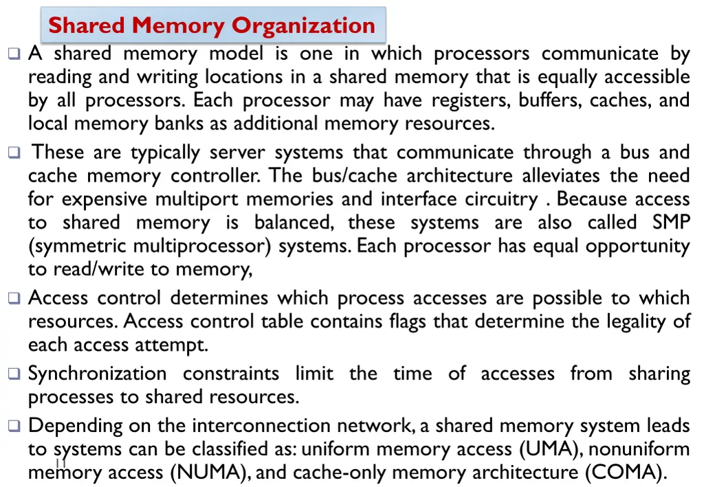 shared memory organization