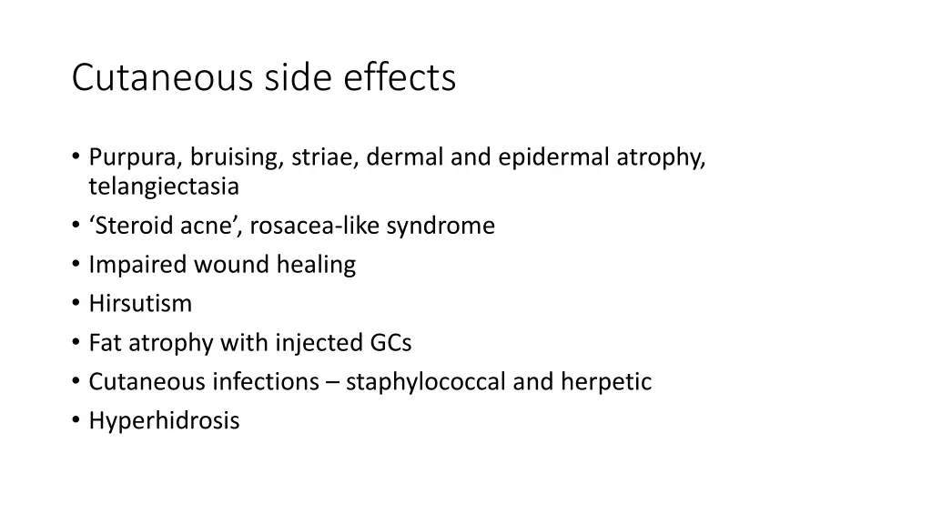 cutaneous side effects