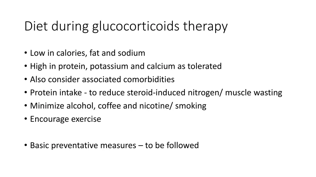 diet during glucocorticoids therapy