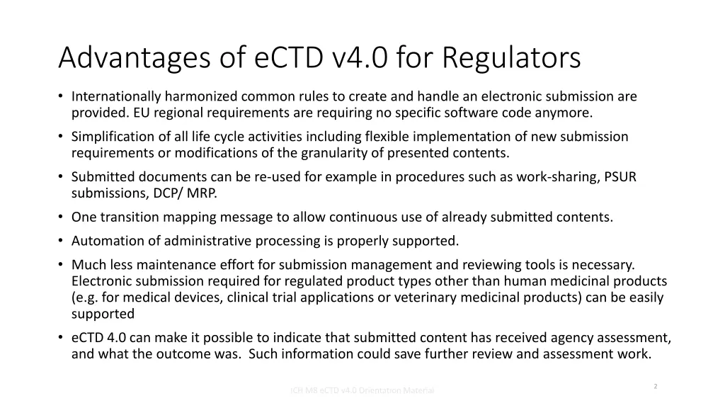 advantages of ectd v4 0 for regulators