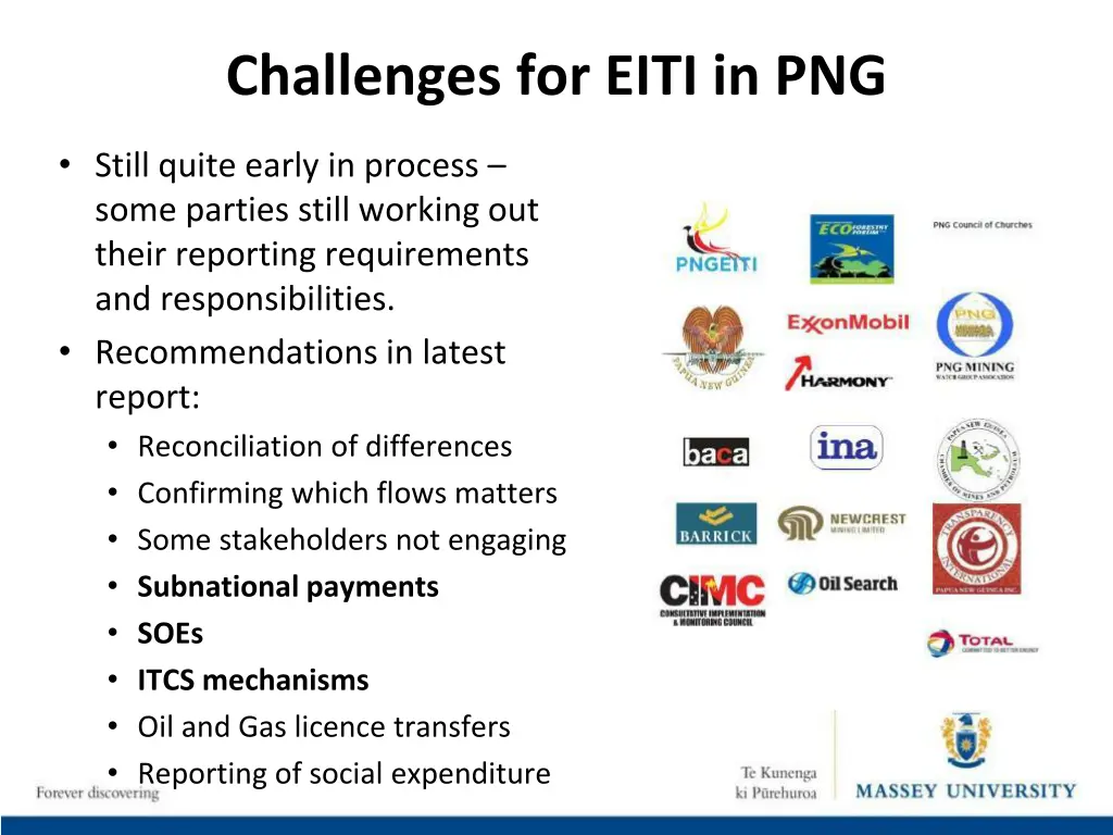 challenges for eiti in png