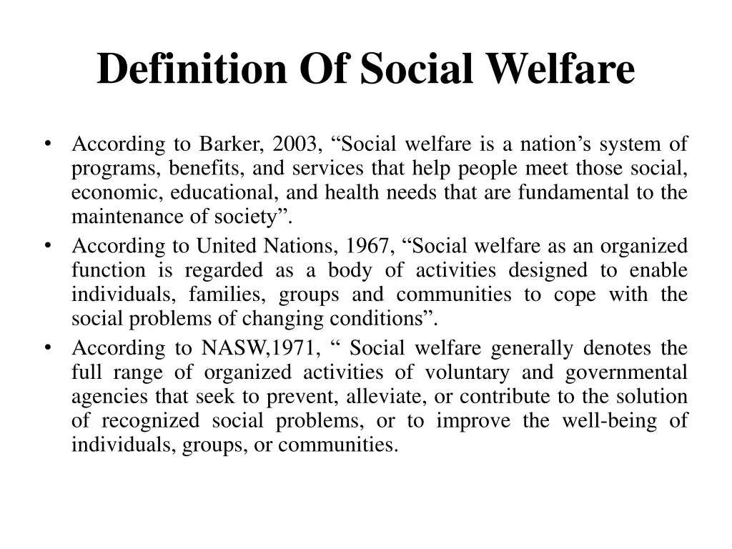 definition of social welfare