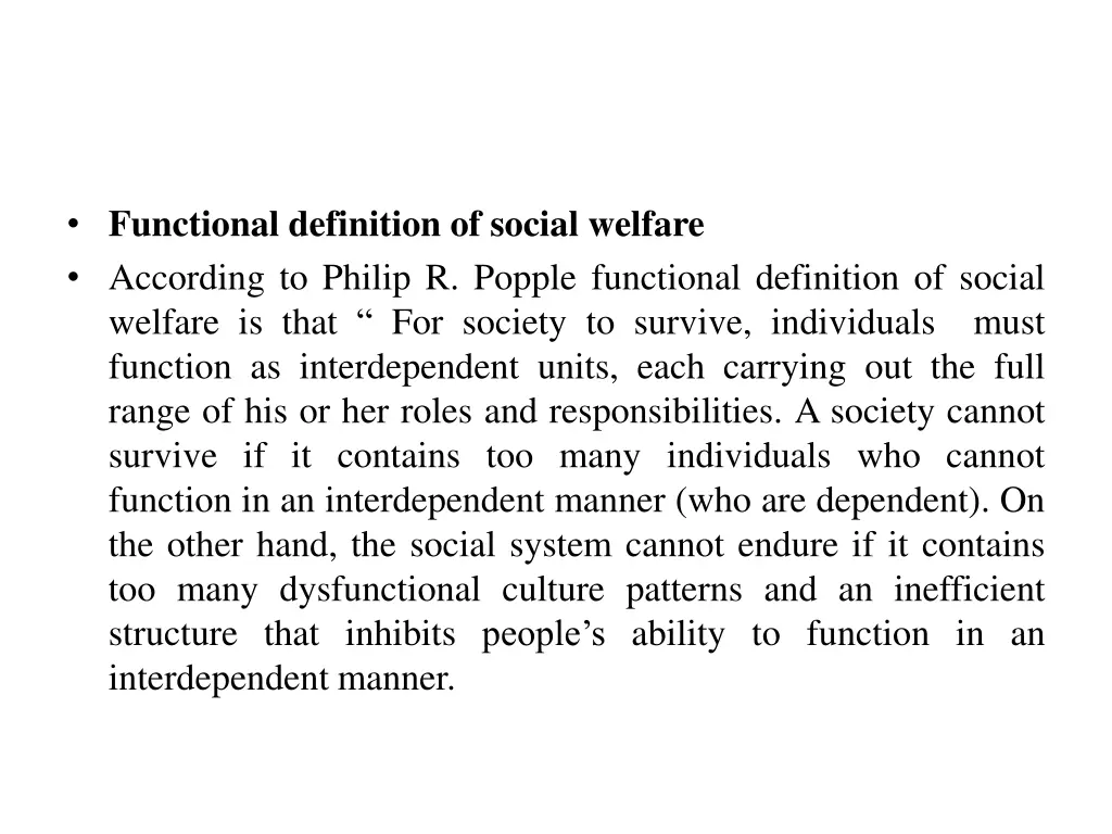 functional definition of social welfare according