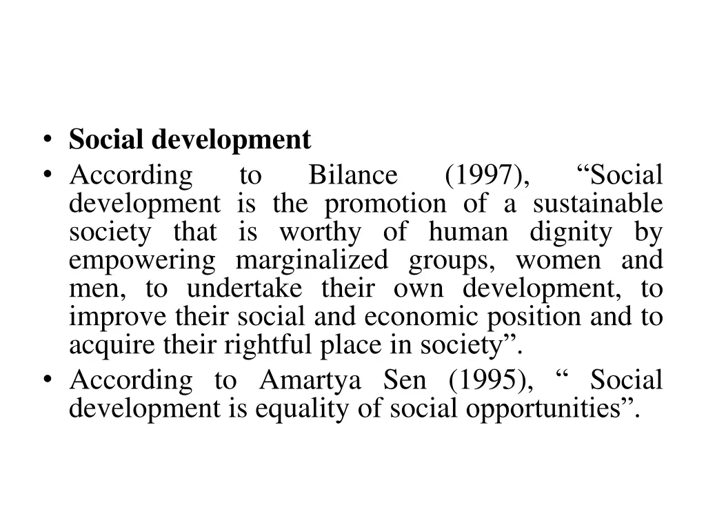 social development according development