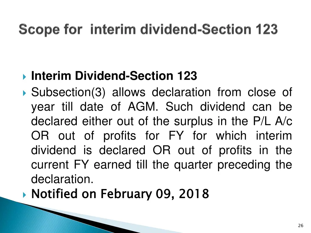 interim dividend section 123 subsection 3 allows