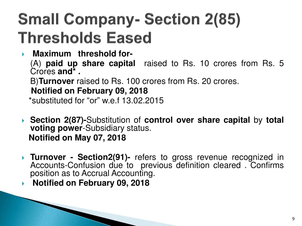 maximum threshold for a paid up share capital