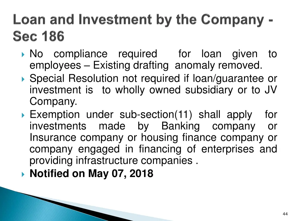 no compliance required for loan given