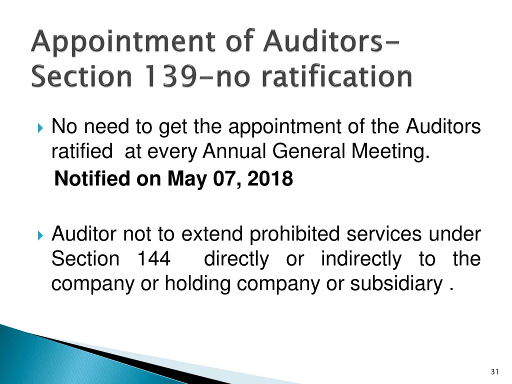 no need to get the appointment of the auditors