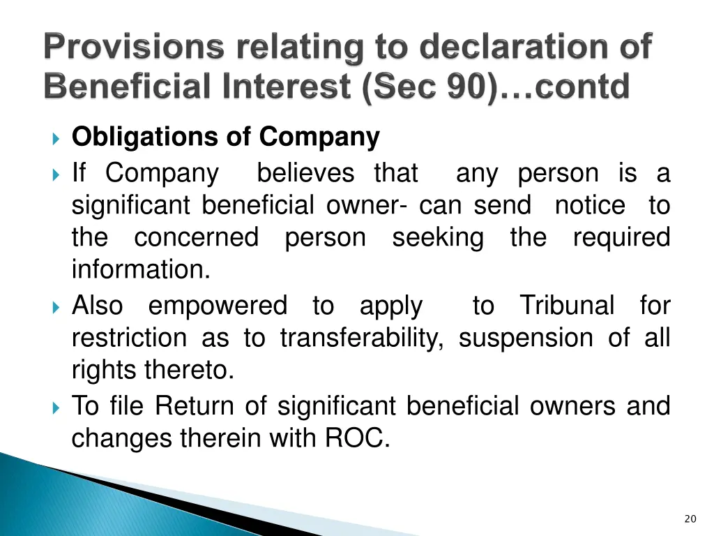 obligations of company if company believes that