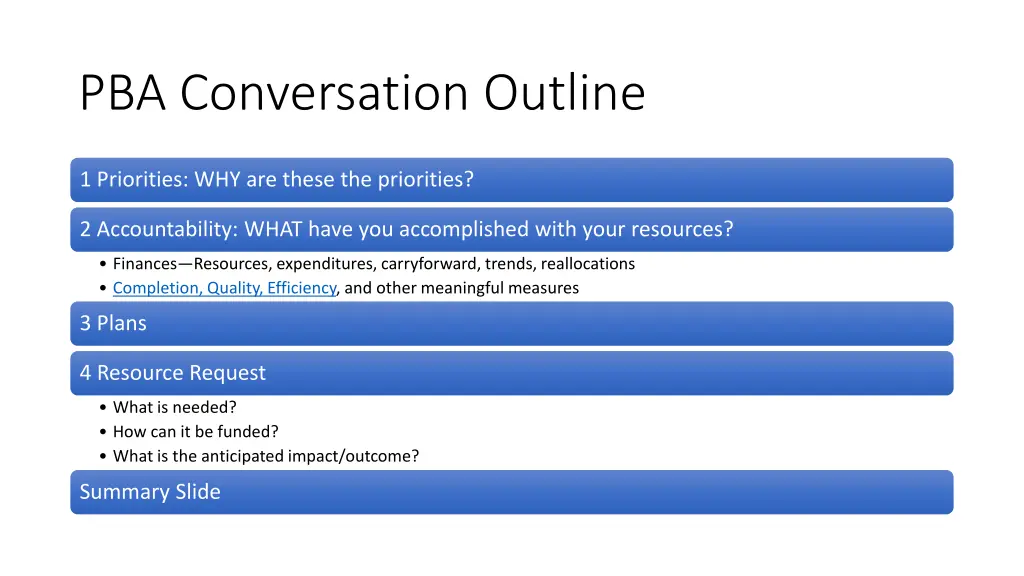 pba conversation outline