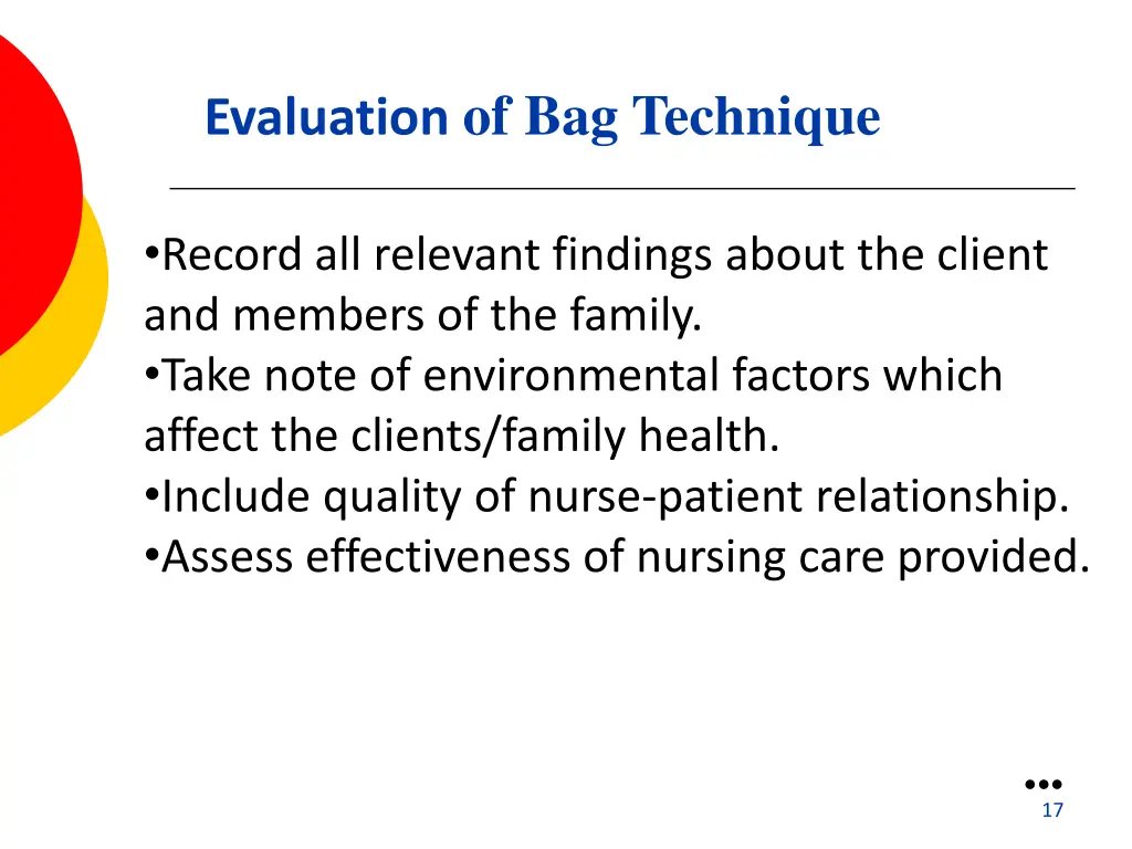 evaluation of bag technique