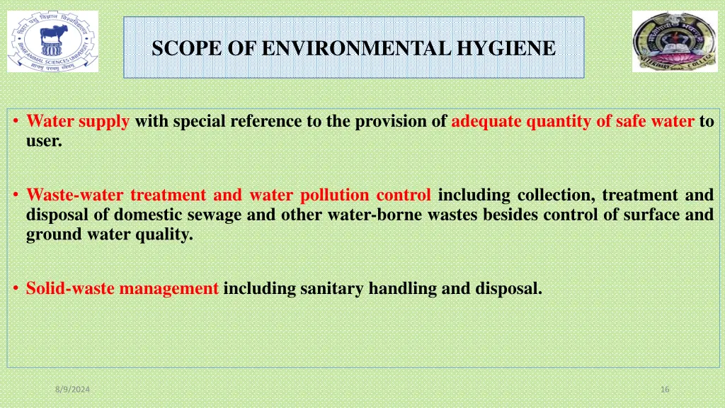 scope of environmental hygiene