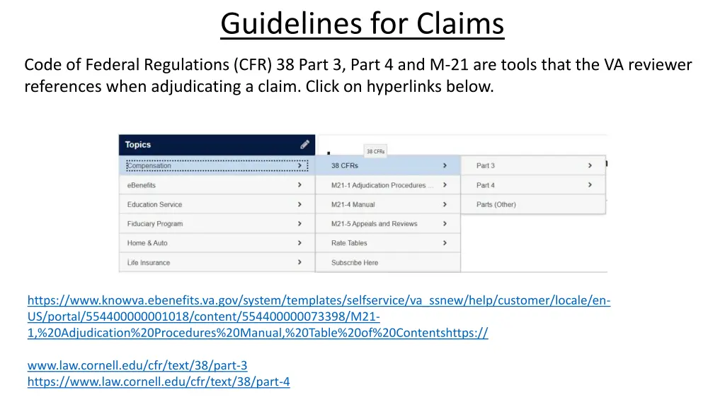 guidelines for claims