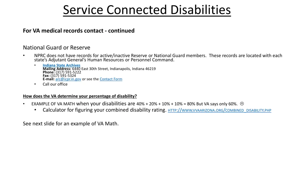 service connected disabilities 8