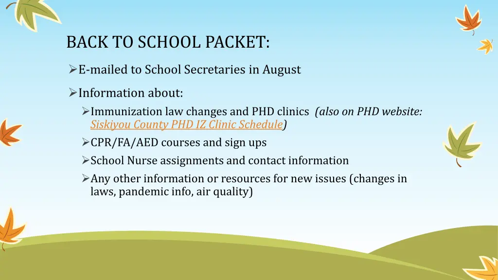 back to school packet