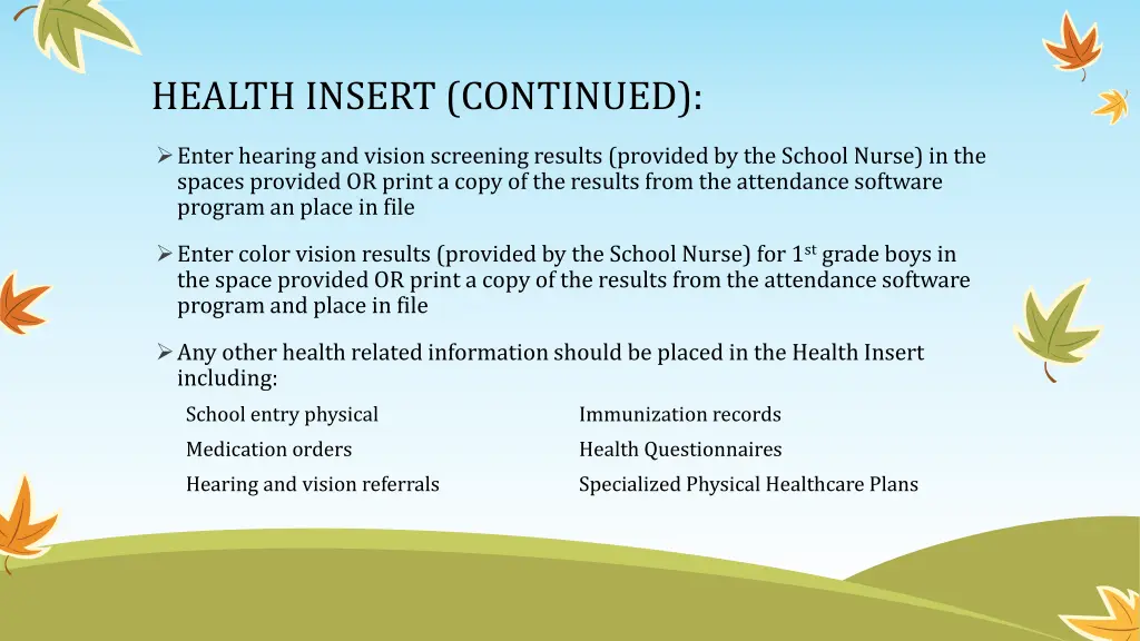 health insert continued