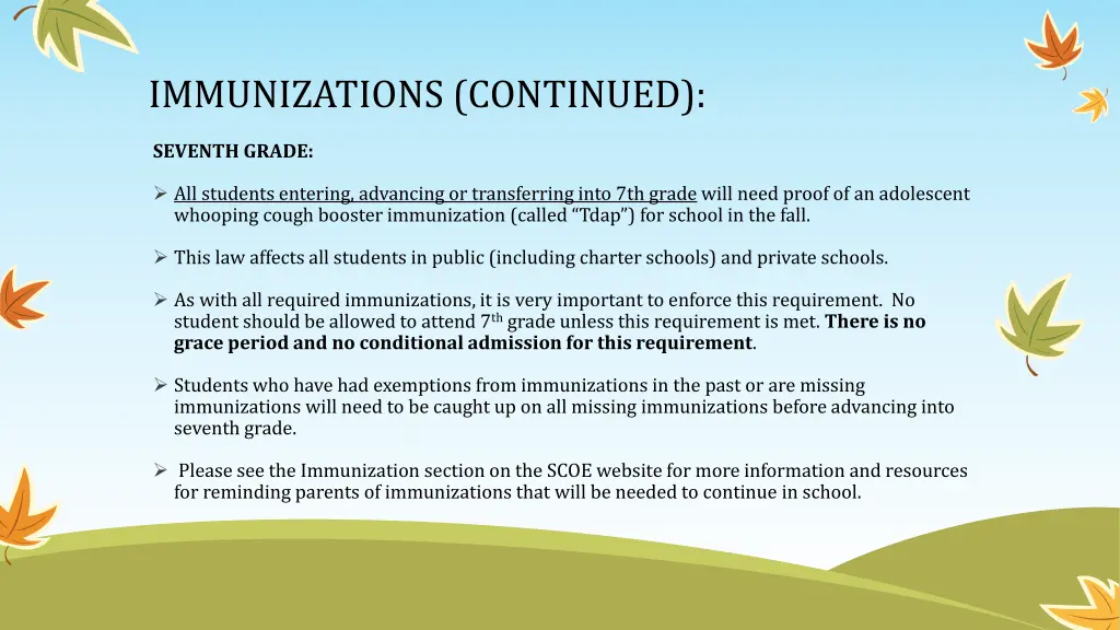 immunizations continued 3