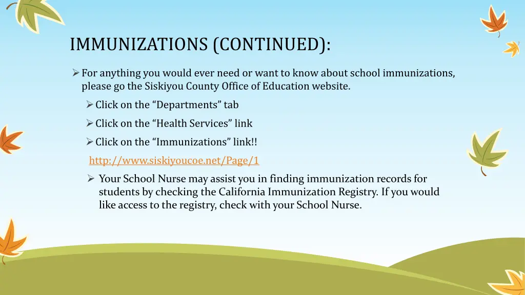 immunizations continued