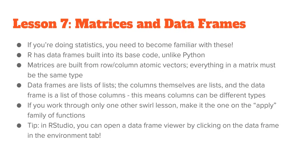 lesson 7 matrices and data frames