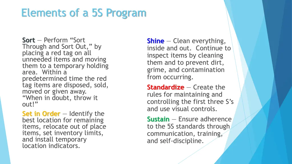 elements of a 5s program