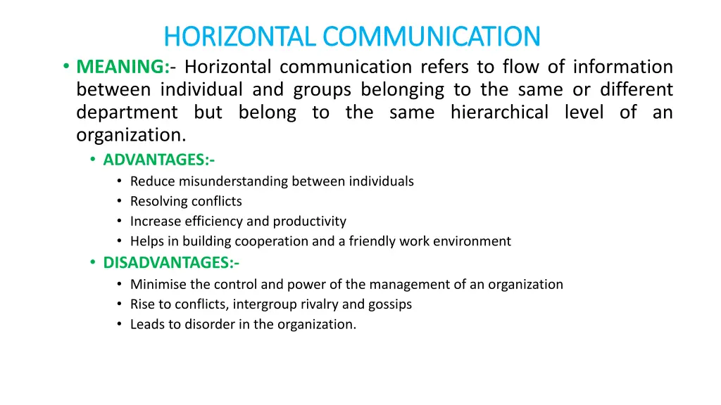 horizontal communication horizontal communication