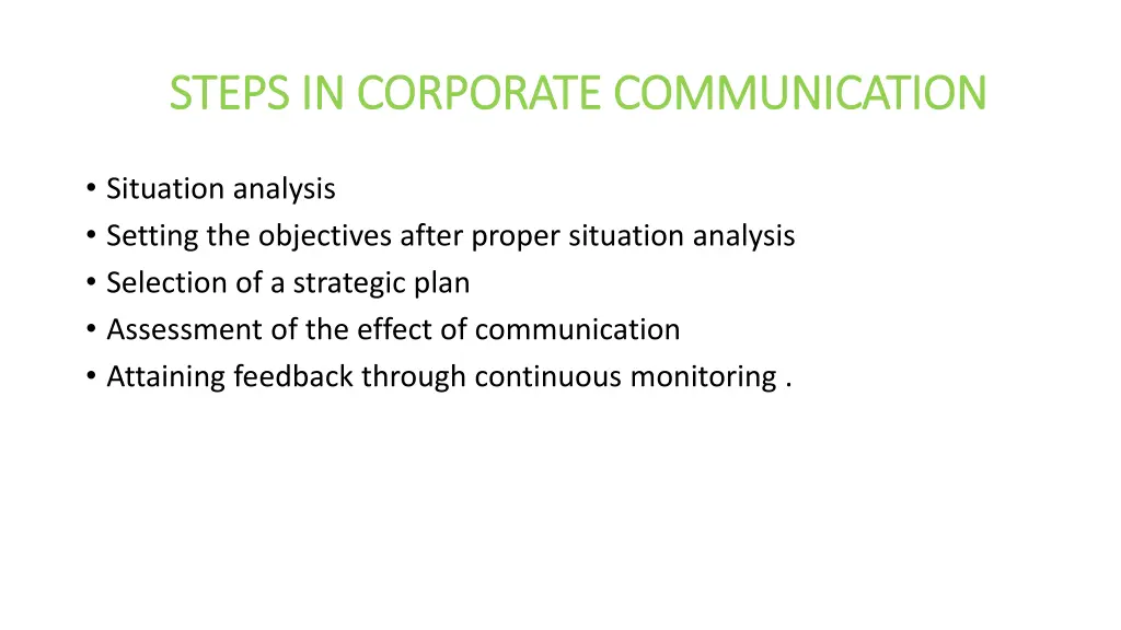 steps in corporate communication steps