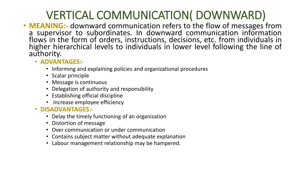 vertical communication downward vertical